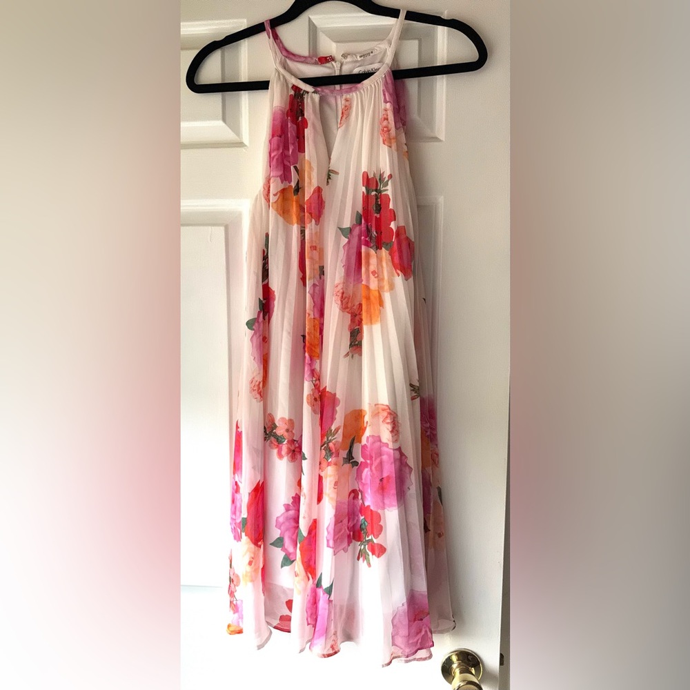 Calvin Klein Floral Halter Curtain Dress